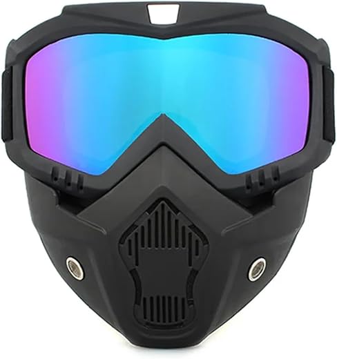 Otoroys 3 in 1 Bike Scoter Motorcycle Protective Goggles Bike Face Mask Bike Face Shield, Rainbow Visor
