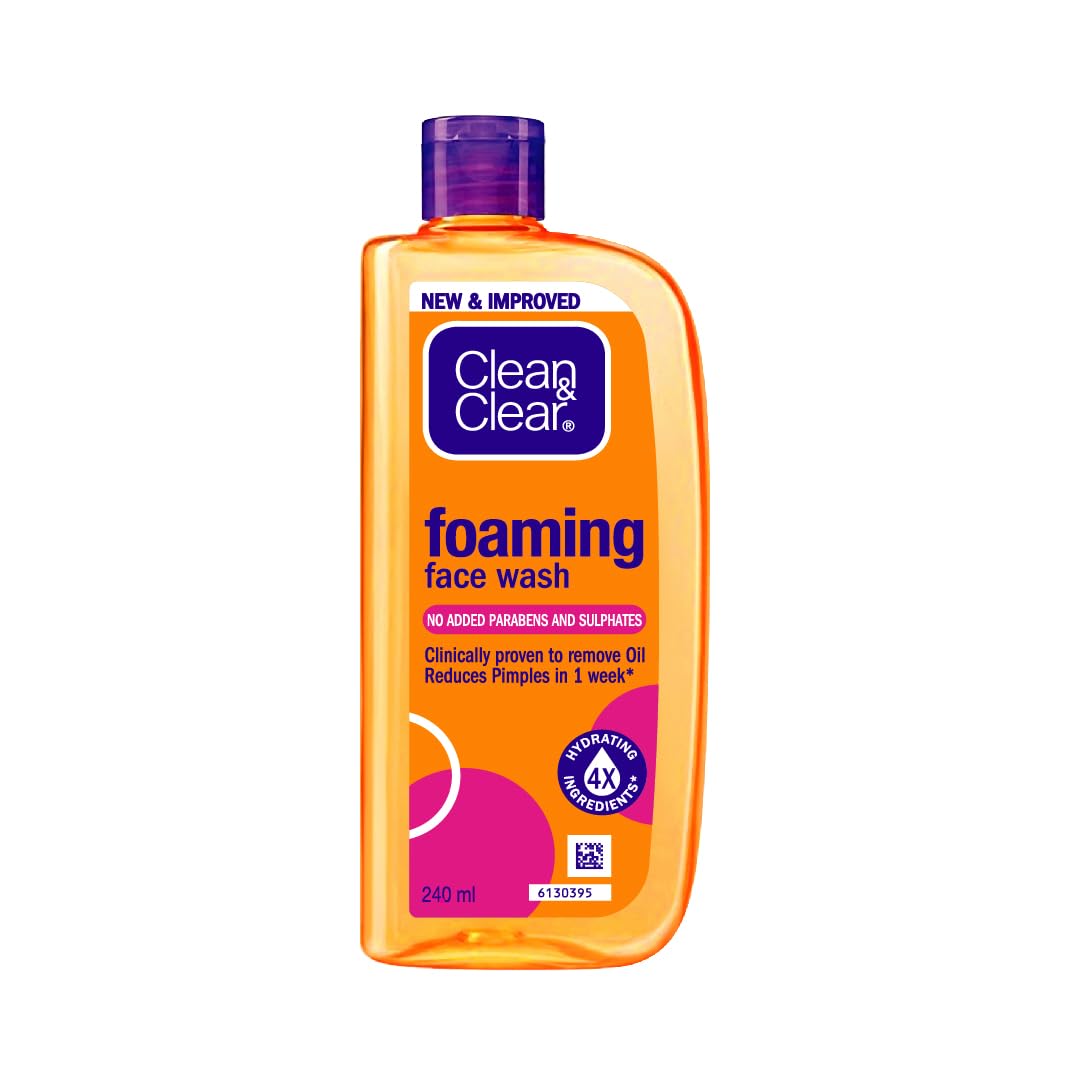Clean &amp; Clear Foaming Facewash for Oily Skin, Brown, 240ml