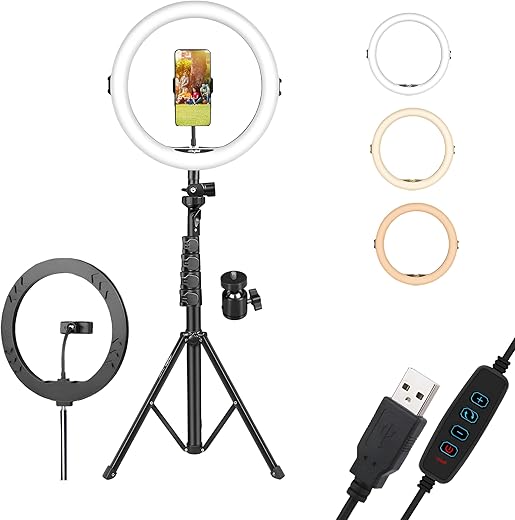 DIGITEK® (DRL-14C) 14 Inch LED Ring Light with 5ft Stand &amp; Smartphone Mount - USB Powered
