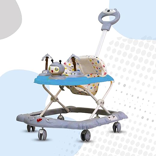 Evoshine Baby Ginger Walker - Foldable Design with Parent Handle Rod &amp; Big Comfortable Seat Cushion for Babies 6-18 Months