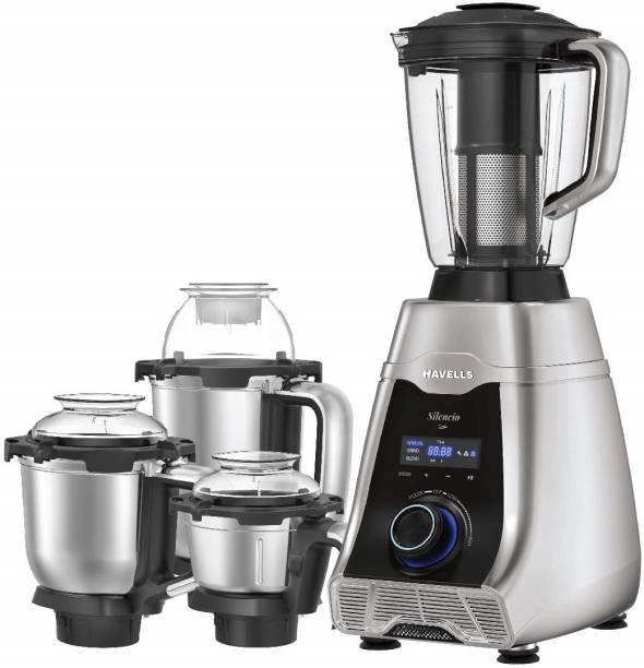HAVELLS Silencio Low Noise 500 W Mixer Grinder 4 Jars (Grey &amp; Black)