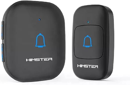 Himster Wireless Doorbell, Waterproof Door Bell Chime Kit Alarm for Home at Upto 1000 Feet Range Operating with 56 Melodies, LED Flash, 7 Levels Adjustable Volume (Black 1 Transmitter &amp; 1 Receiver)