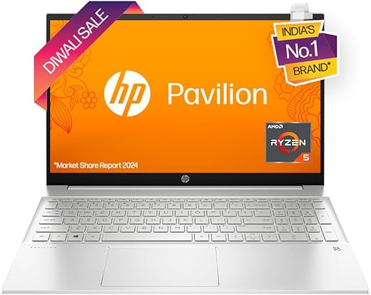 HP Pavilion 15, AMD Ryzen 5 7530U, 15.6-inch (39.6 cm), FHD, 8GB DDR4, 512GB SSD, AMD Radeon Graphics, 720p HD Camera, Backlit KB, Audio by B&amp;O (Win 11, MSO 2021, Silver, 1.75 kg), eh3036AU