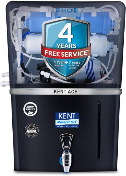 KENT ACE - B 8 L RO + UV + UF + TDS Water Purifier Suitable for all - Borewell, Tanker, Municipality Water  (Black)