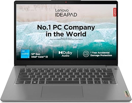 Lenovo IdeaPad 3 12th Gen Intel Core i3-1215U 14 Inch (35.5cm) FHD Thin &amp; Light Laptop (8GB/512GB SSD/Win 11)82RJ00FKIN