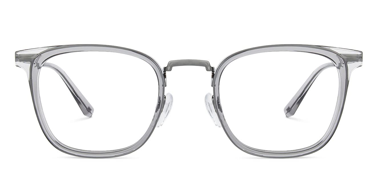 LENSKART BLU | Bluecut &amp; Antiglare Computer Eyeglasses | Grey Full Rim Square Shape | For Men &amp; Women | Medium | LB E13529