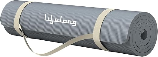 Lifelong LLYM92 Yoga mat for Women &amp; Men EVA Material 4mm Grey Anti Slip for Gym Workout