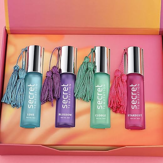 Secret Temptation Luxury Roller ball Perfume Roll On for Women, Pack of 4(10ml each)