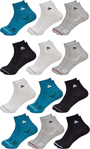 SJeware 12 Pairs Solid Cotton Ankle Length Socks for Men &amp; Women, Multicolor, Pack of 12, Free Size