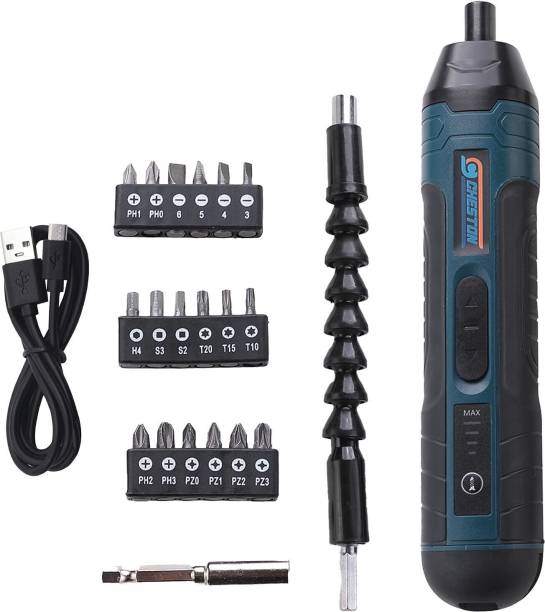 CHESTON Cordless Screwdriver Machine with 20 Bits | Battery Powered 1500 MAH &amp; LED Light Standard Screwdriver Set  (Pack of 1)