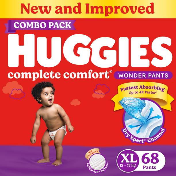 Huggies Complete Comfort Wonder Pants, India's Fastest Absorbing Diaper | - XL  (68 Pieces)