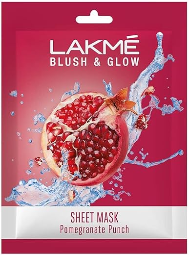 LAKMÉ Blush &amp; Glow Pomegranate Sheet Mask, Soothing, Hydrating, 25 ml