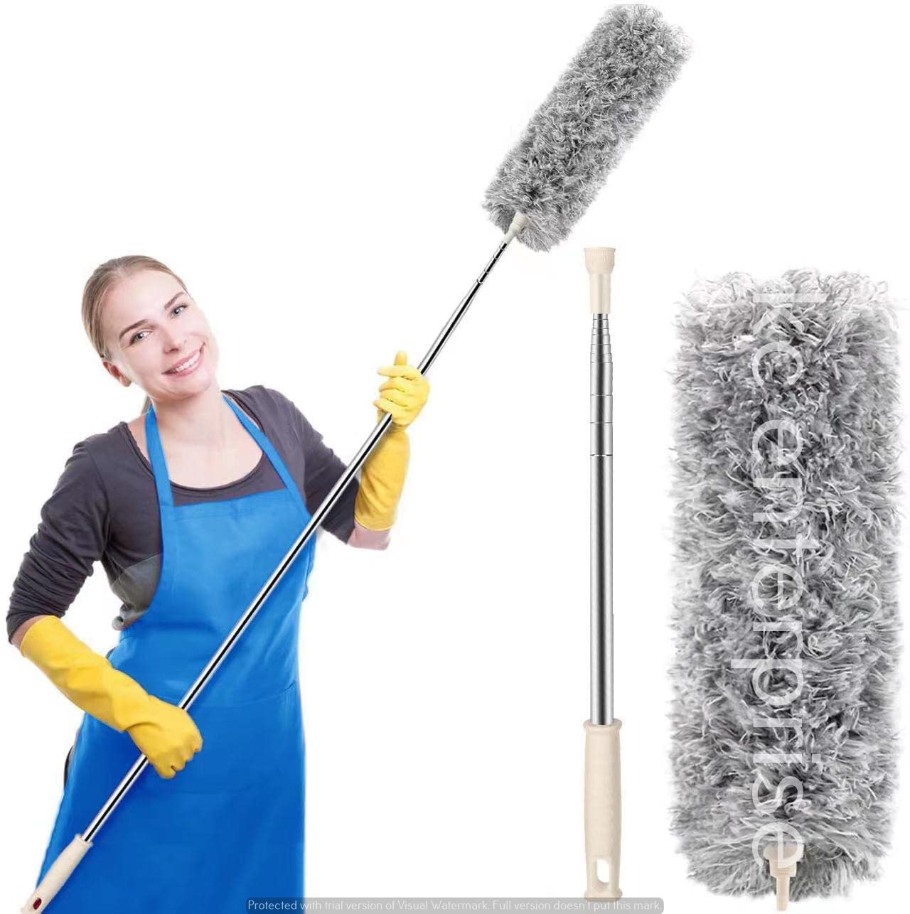 Multipurpose Microfiber Flexible with Expandable Rod for Dust Cleaning(Multi Colour) (100 intch Steel)
