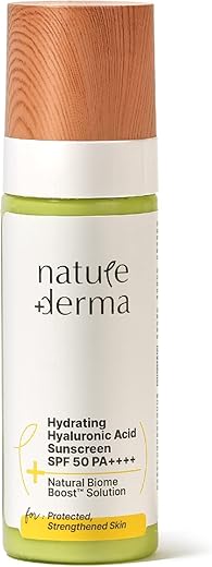 Nature Derma Hydrating Hyaluronic Acid Sunscreen SPF 50 PA++++ with Natural Biome-Boost™ Strengthened Skin | 50ml |
