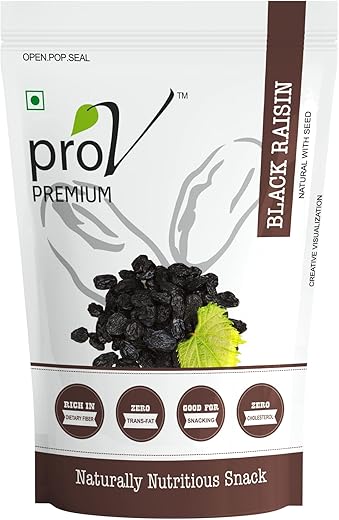 ProV Premium - Black Raisins 250 gm | Seed Kaali Kishmish | Natural Dried &amp; Sweet Dryfruits | Fiberous &amp; Delicious for Snacking | Chef Sanjeev Kapoor's Choice Brand