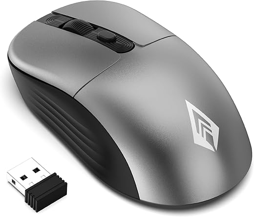 Archer Tech Lab Precision 100 Wireless Mouse, Plug &amp; Play 2.4GHz USB Nano Dongle, 3 DPI Settings (800-1200-1600), Ergonomic Design, 2 Million Clicks Lifetime, 10M Range Lightweight 55gm (Grey)