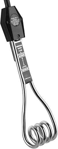 Bajaj Copper 1000 Watts Immersion Rod Heater For Home|Water Heater Rod For Efficient Heating|With Anti-Corrosive Nickel Plating|Isi Approvel Safety&amp;Quality|2-Yr Warranty|Silver