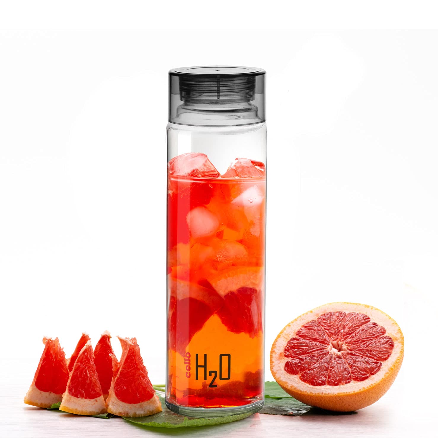 CELLO H2O Glass Fridge Water Bottle with Plastic Cap | Leak proof &amp; break-proof | Wide mouth &amp; Easy to Clean | Best Usage for Office/School/College | 920ml | Black