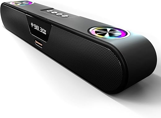 CrossBeats Blaze B24 Bluetooth Soundbar 24W, Gaming RGB Lights, AUX, Bluetooth, USB, FM &amp; TWS I Fast SnapCharge Battery, Multiport Connectivity, BT Speaker for TV, Mobile, PC, Laptops, Tablets Black