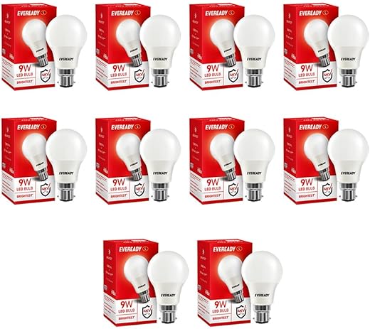 Eveready 9W LED Light Bulb | Cool Day Light (6500K) | Pack of 10 | Energy Efficient| 4kv Surge Protection |100 Lumens per watt b22d