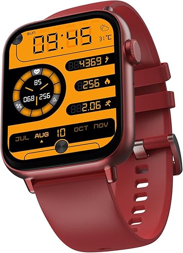 Fire-Boltt Newly Launched Ninja Fit Pro Smartwatch Bluetooth Calling Full Touch 2.0 &amp; 120+ Sports Modes with IP68, Multi UI Screen, Over 100 Cloud Based Watch Faces, Built in Games (Red)