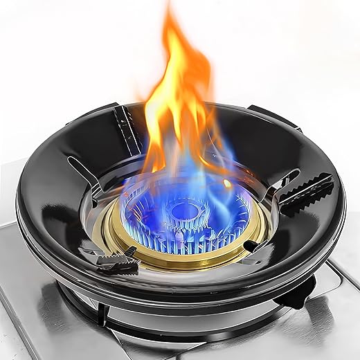 Gas Saver Burner Stand Heavy Duty Windproof Energy Saving Jali Ring | Gas Stove Stand for Indian Gas Stoves | Fire &amp; Windproof Design for Maximum Efficiency | Pack of 1 (Black, 285g)