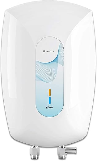 Havells Carlo 3 Litre Instant Water Heater(Geyser)| Twin Indicator| Rust and Shock Proof Body| ISI Marked| Fire Retardant Power Cord| Warranty: 5 year on inner tank &amp; 2 year comprehensive (White)