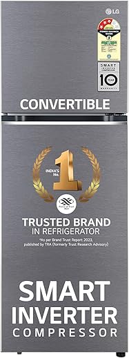 LG 322 L 3 Star Frost-Free Smart Inverter Double Door Refrigerator (2023 Model, GL-S342SDSX, Dazzle Steel, Convertible with Express Freeze)