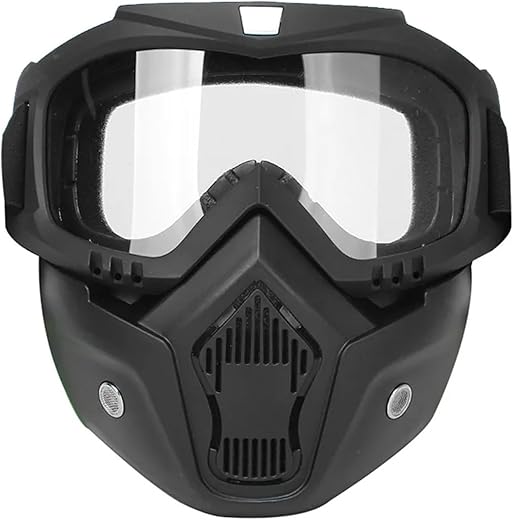 Sounce Anti Scratch Goggle Bike Mask, UV Protective Open Face &amp; Eyewear Windproof Dirt Shield Adjustable Strap Soft Foam Padded Detachable for Cycling Bike Off Road Racing Riding Unisex - White