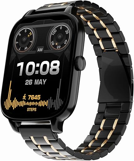 Vibez Majestic Luxury Smartwatch for Women &amp; Men - Stainless Steel Strap, 1.83" Display, High Resolution, 60 Sports Modes,100+ Watch Faces, Long Battery &amp; BT Calling Smart Watch for Women &amp; Men