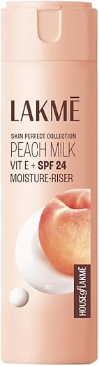 LAKMÉ Peach Milk Ceramide Lotion Moisturizer with SPF 24 &amp; Hyaluronic for Intense Moisturizing &amp; Skin Protection from UVA/B Rays|With Skin Conditioner| For Dry Skin, Normal Skin &amp; Sensitive Skin 120ml