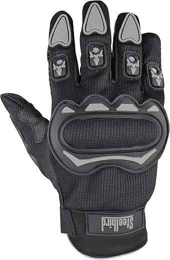 Steelbird Polyester Full Finger Bike Riding Gloves With Touch Screen Sensitivity At Thumb &amp; Index Finger, Protective Off-Road Motorbike Racing (X-Large, Black Grey, Cycling)