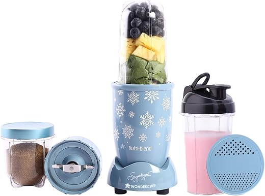 Wonderchef Nutri-blend Snowflakes | 22000 RPM | 100% Full Copper Motor | 2 Unbreakable Jars | Sipper Jar &amp; Lid | Sharp Stainless-Steel Blades | 500W | 2-Year Warranty