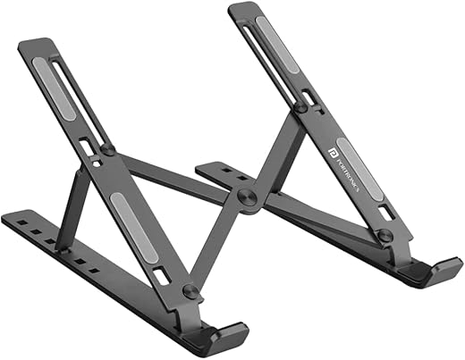 Portronics My Buddy K Portable Laptop Stand with Adjustable Height, Foldable, OverHeating Protection for Laptops &amp; MacBooks (Grey)