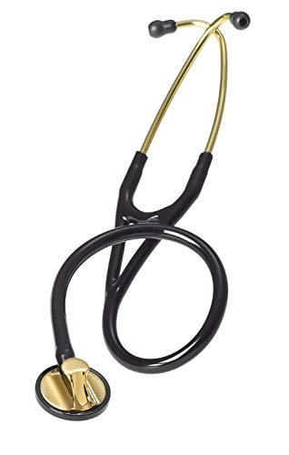 3M Littmann Master Cardiology Stethoscope, Brass-Finish Chestpiece, Black Tube, 27 inch, 2175