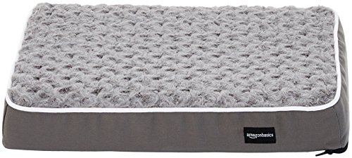 AmazonBasics Ergonomic Foam Pet Dog Bed - 15 x 20 Inches, Grey