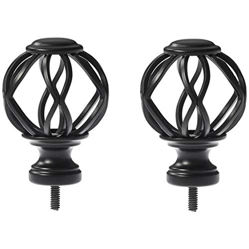 AmazonBasics Lattice Cage Curtain Rod Finials, Set of Two, Black