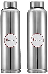 Amazon Brand - Solimo Regal Stainless Steel Fridge Bottle, 900 ml, Set of 2 Rs.569 - Amazon