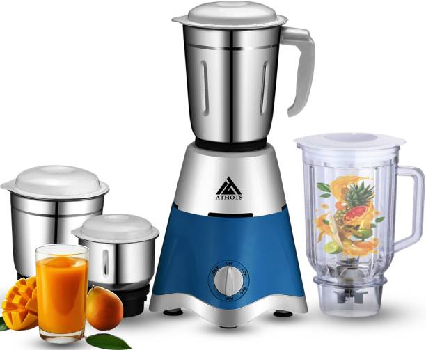Athots Star 750 W Mixer Grinder  (750 W Mixer Grinder With Poly Jar ( juicer mixer grinder ) | 4 Jars | With Blue And White Colors, With Poly Jar For Juice ) ( Mixer Grinder ,)