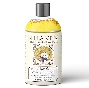 Bella Vita Organic Oil Infused Ayurvedic Micellar Water Makeup Remover For Light & Heavy Waterproof Makeup Removal, 200 ml
