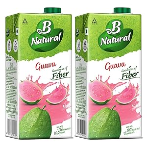 B Natural Guava Juice 1L, (Pack of 2)