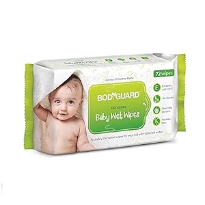BodyGuard Premium Paraben Free Baby Wet Wipes with Aloe Vera - 72 Wipes Rs.90 - Amazon
