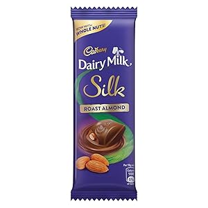 Cadbury Dairy Milk Silk Roast Almond with Whole Nuts Chocolate Bar, 58g - Pack of 8
