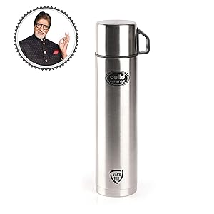 Cello Cup Style Stainless Steel Flask, 1 Litre, Silver Rs.670