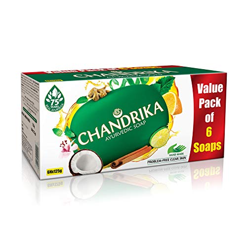 Chandrika Ayurvedic Handmade Soap, 125g (Pack of 6)