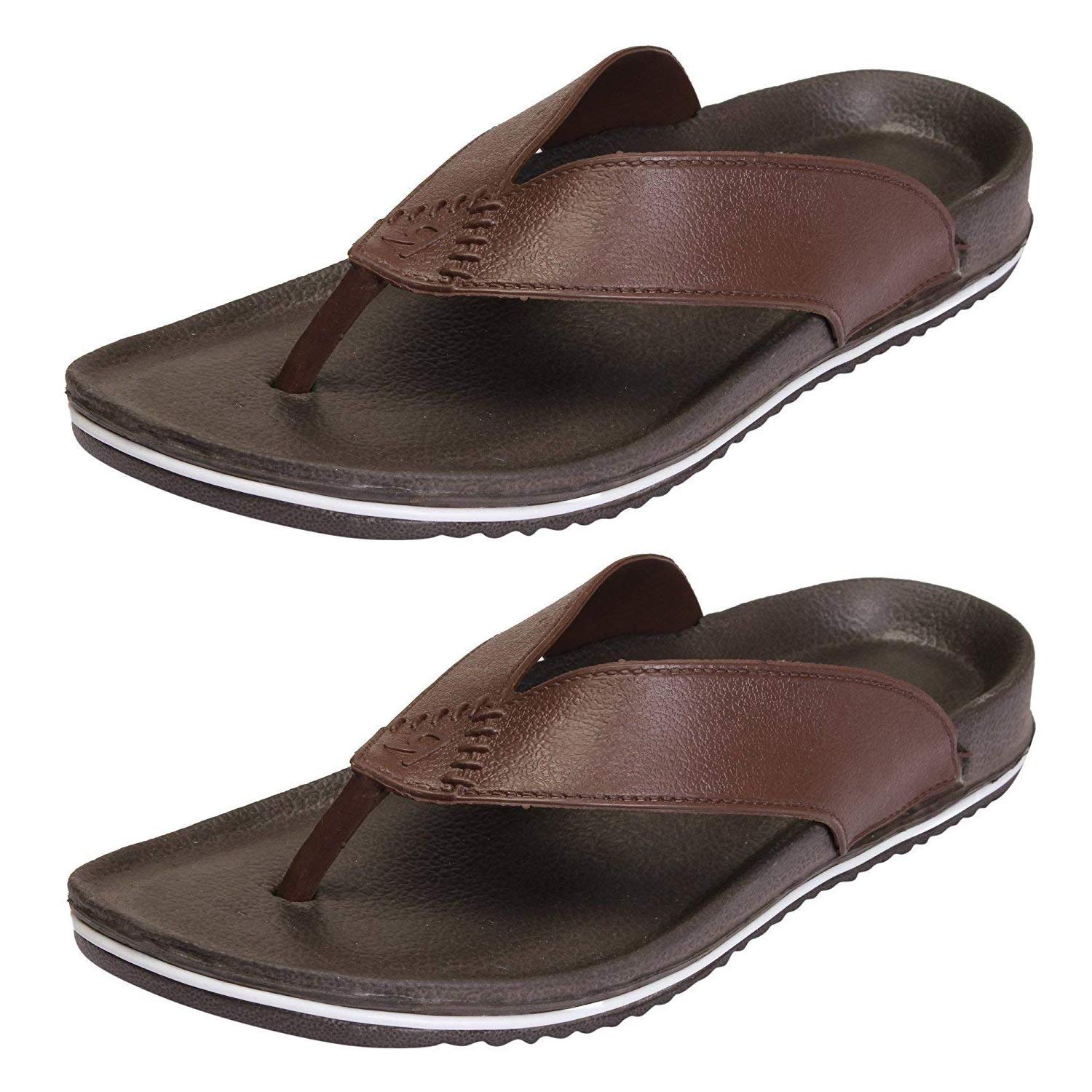 CLYMB Men's Perfect Combo Pack of 2 Brown Stylish Casual Slippers