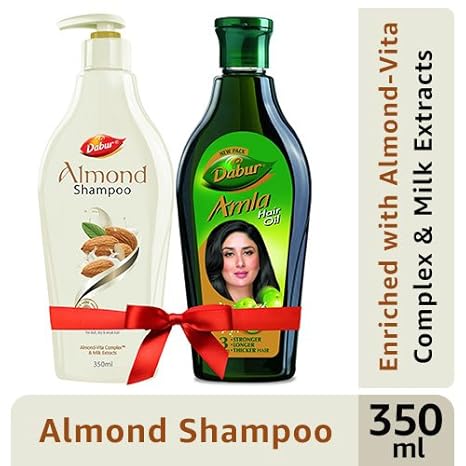 Dabur Almond Shampoo for Shiny Hair - 350ml ( with Dabur Amla Hair Oil 450 ml Free)