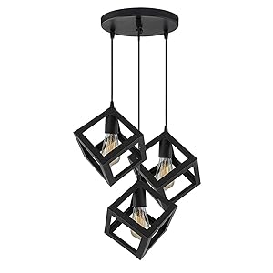 DesiDiya® 3 Lights Round Cluster Chandelier Cube Light with Braided Cord Pendant Lights For Ceiling Hanging Lights