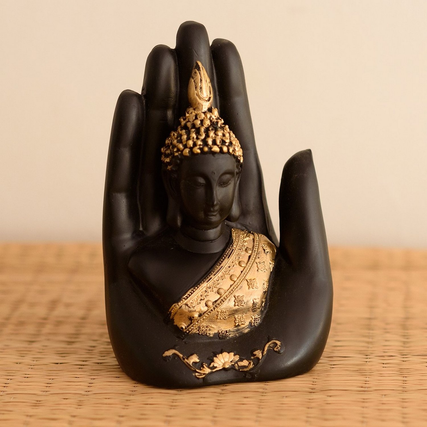 eCraftIndia Golden Handcrafted Buddha Palm Rs. 299 - Amazon