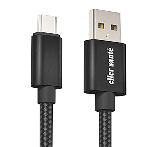 eller santeé® Swadesi Nylon Braided 2.4A Fast Charging Cable Type C and USB Cable for Data SYNC, Fast Charging for Smartphones (1 Meter) - Black